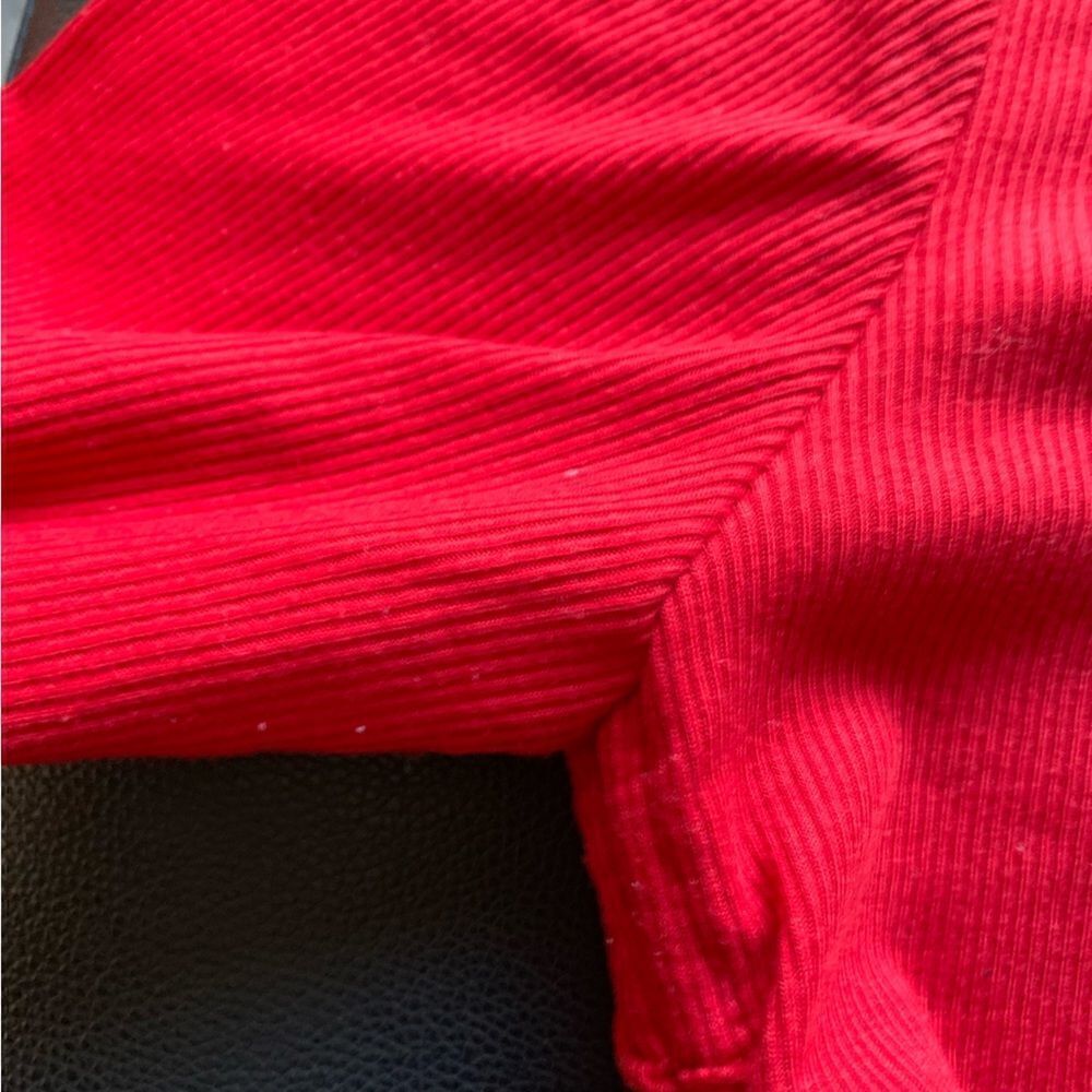ZARA RED RUCHED RIBBED TOP - Picture 13 of 13